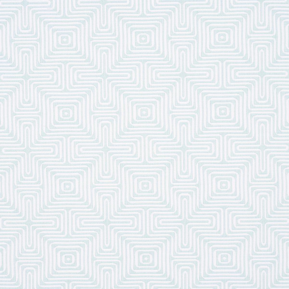 Amazing Maze Indoor/Outdoor Aqua Breeze 65326 by Schumacher Designer Fabric Trina Turk 6.38" - Swanky Fabrics -