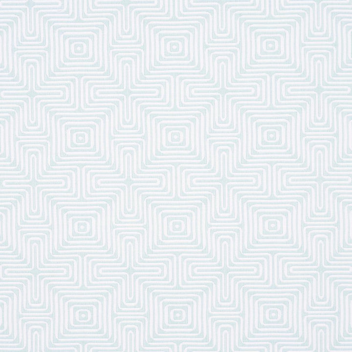 Amazing Maze Indoor/Outdoor Aqua Breeze 65326 by Schumacher Designer Fabric Trina Turk 6.38" - Swanky Fabrics -