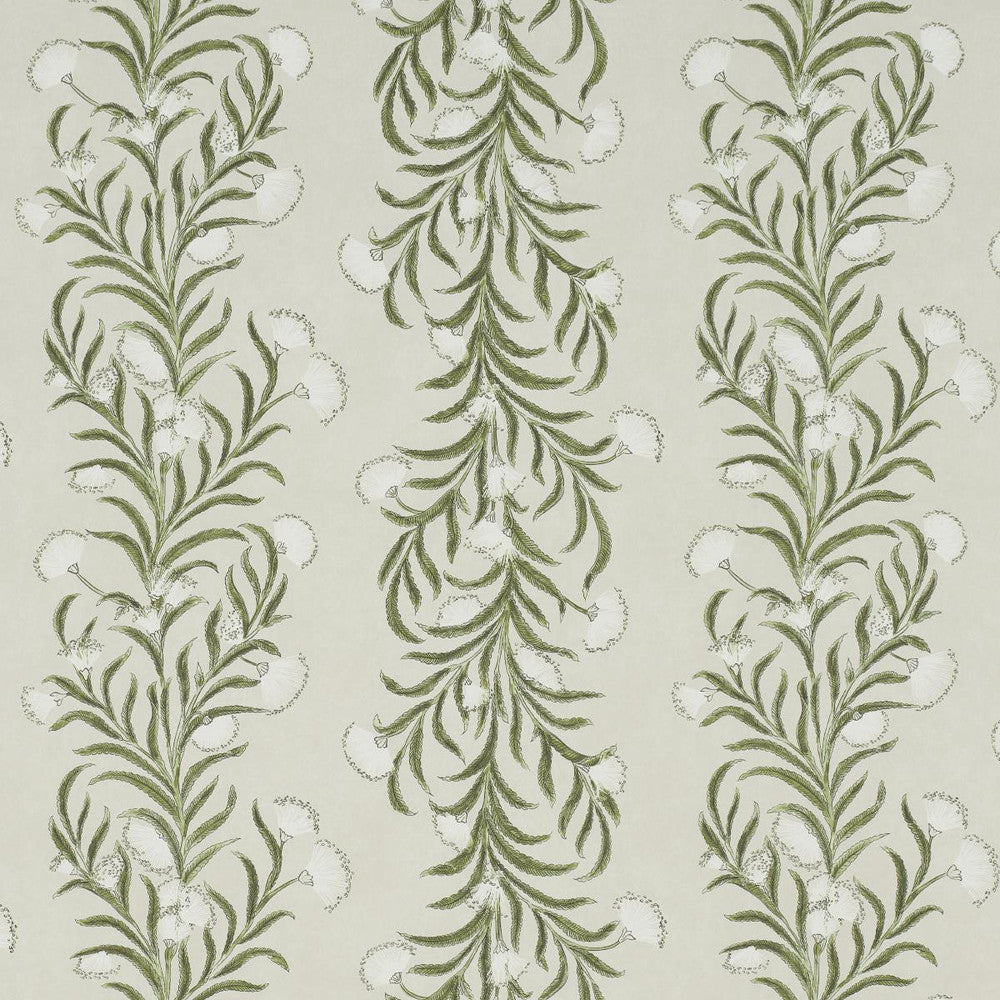 Tasmanian Mimosa Ivory & Green 5015362 by Schumacher Designer Wallpaper Celerie Kemble 18.0" - Swanky Fabrics -