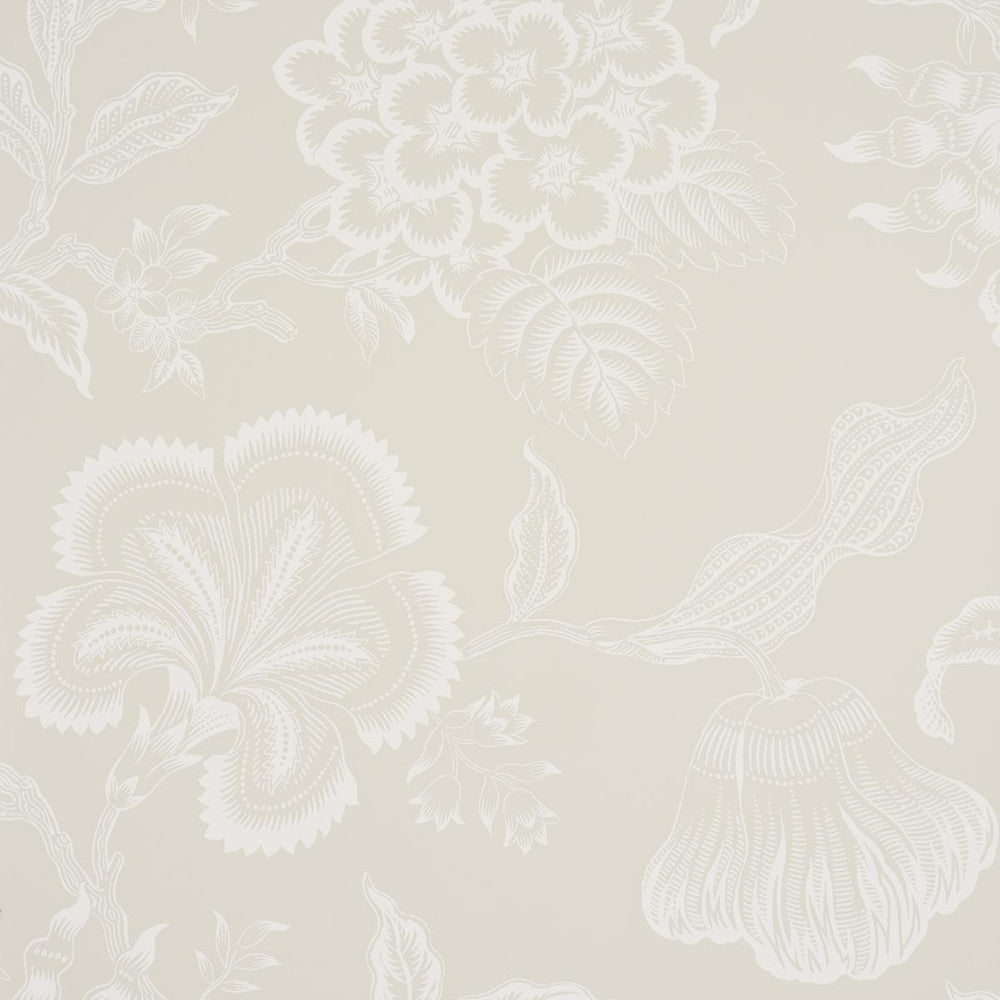Hothouse Flowers Silhouette Cream 5015320 by Schumacher Designer Wallpaper Celerie Kemble 27.0" - Swanky Fabrics -