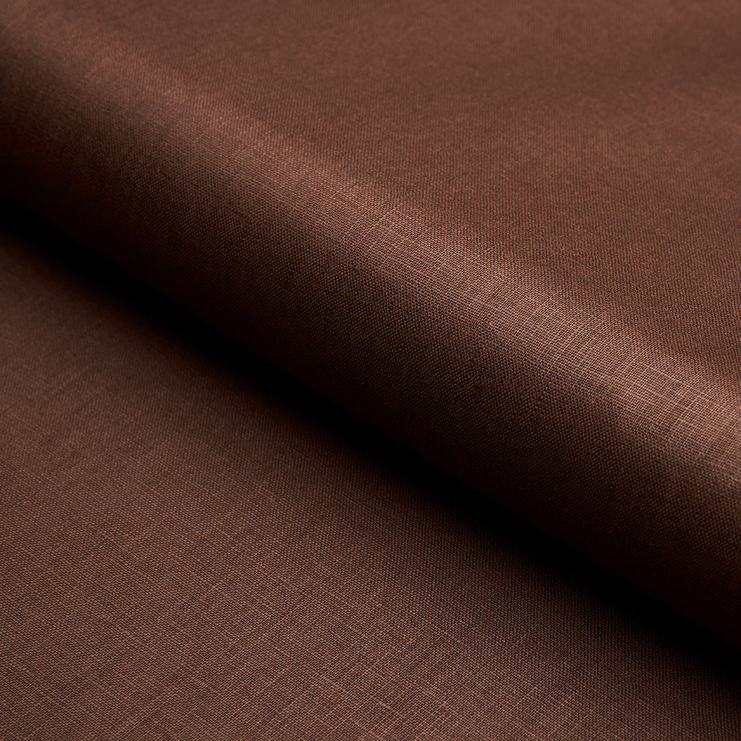 Lange Glazed Linen Brown 69369 by Schumacher Designer Fabric
