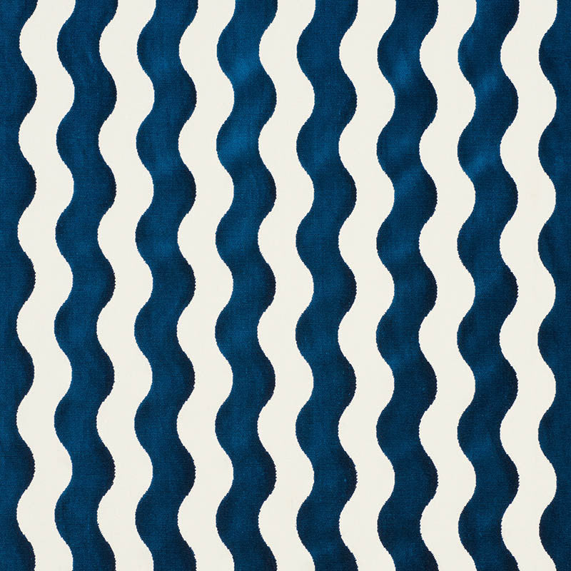 The Wave Velvet Navy 69423 by Schumacher Designer Fabric CUT & PATTERNED VELVETS COTTON 66% RAYON 34% UNITED STATES OF AMERICA WYZENBEEK 60,000 </p><p>Repeat: Horizontal: 3 1/4" (8CM) and Vertical: 3 1/2" (9CM) 50.5 - Swanky Fabrics -