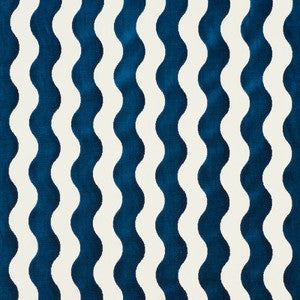 The Wave Velvet Navy 69423 by Schumacher Designer Fabric