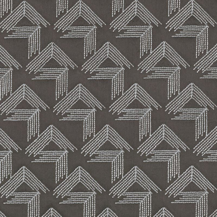 V Step Charcoal 69433 by Schumacher Designer Fabric Miles-Redd 38% Cotton, 30% Spun, 26% Polywadding, 6% Spun Martindale 16,000 Horizontal: 2 and Vertical: 6.25 50.625 - Swanky Fabrics -