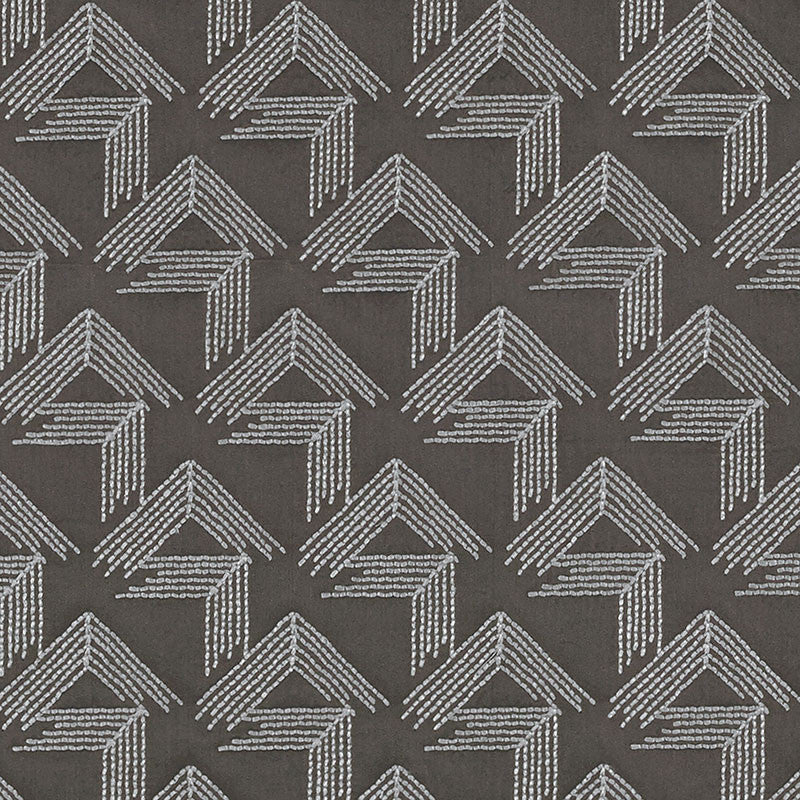 V Step Charcoal 69433 by Schumacher Designer Fabric MILES REDD See Sample INDIA MEDIUM DUTY </p><p>Repeat: Horizontal: 2" (5CM) and Vertical: 6 1/4" (16CM) 50 5/8" (129CM) - Swanky Fabrics -