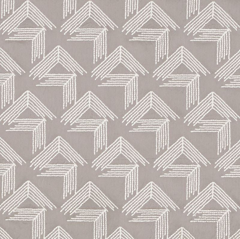 V Step Pale Grey 69434 by Schumacher Designer Fabric Miles-Redd 38% Cotton, 30% Spun, 26% Polywadding, 6% Spun Martindale 16,000 Horizontal: 2 and Vertical: 6.25 50.625 - Swanky Fabrics -