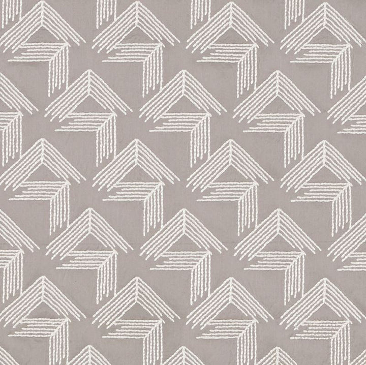 V Step Pale Grey 69434 by Schumacher Designer Fabric Miles-Redd 38% Cotton, 30% Spun, 26% Polywadding, 6% Spun Martindale 16,000 Horizontal: 2 and Vertical: 6.25 50.625 - Swanky Fabrics -