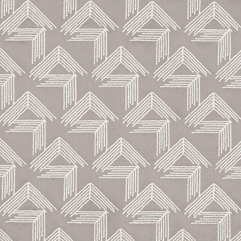V Step Pale Grey 69434 by Schumacher Designer Fabric MILES REDD COTTON 38% SPUN VISCOSE 30% INDIA MARTINDALE 16,000 </p><p>Repeat: Horizontal: 2" (5CM) and Vertical: 6 1/4" (16CM) 50.625 - Swanky Fabrics -