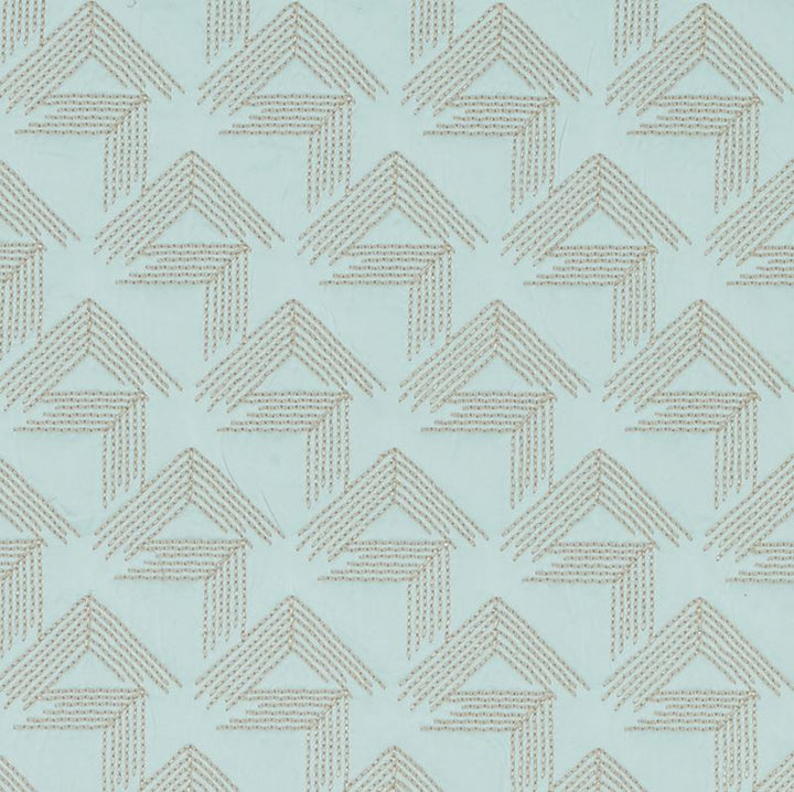 V Step Ice 69435 by Schumacher Designer Fabric Miles-Redd 38% Cotton, 30% Spun, 26% Polywadding, 6% Spun Martindale 16,000 Horizontal: 2 and Vertical: 6.25 50.625 - Swanky Fabrics -