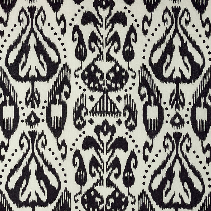 Kiva Embroidered Ikat Raven 69482 by Schumacher Fabric Schumacher Fabric Kiva Embroidered Ikat Raven 69482Fabric LINEN 75% INDIA </p><p>Repeat: H: HORZ. 25 3/4" (65CM) , V: VERT. 22 1/4" (57CM) 51.875 - Fabric Carolina -