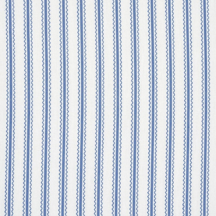 Birdie Ticking Stripe Indigo 83702 by Schumacher Designer Fabric Mark D. Sikes - Swanky Fabrics -