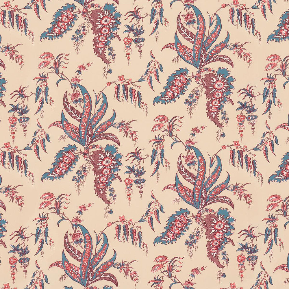 Apolline Botanical Rouge & Bleu 5015500 by Schumacher Designer Wallpaper Le Max 27.0" - Swanky Fabrics -