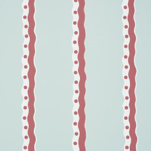 Rousseau Stripe Rouge & Sky 5015740 by Schumacher Designer Wallpaper