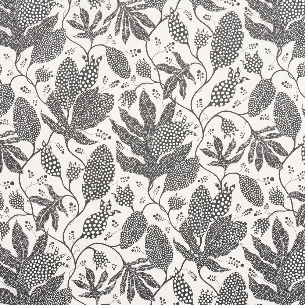Polka Dot Jungle Black & Cream 5015462 by Schumacher Designer Wallpaper Marian Mcevoy 18.0" - Swanky Fabrics -