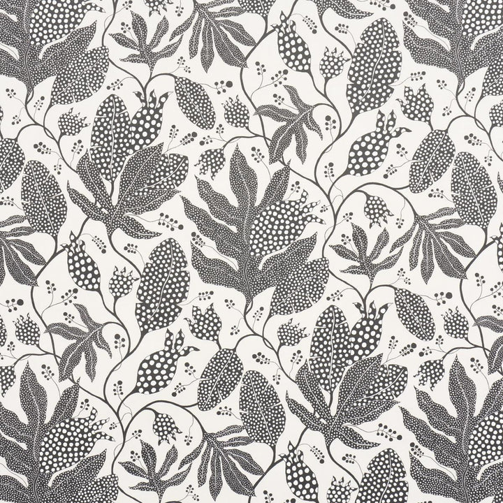 Polka Dot Jungle Black & Cream 5015462 by Schumacher Designer Wallpaper Marian Mcevoy 18.0" - Swanky Fabrics -