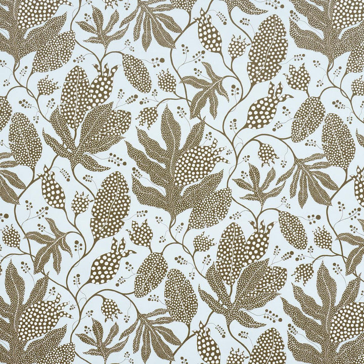 Polka Dot Jungle Brown & Sky 5015461 by Schumacher Designer Wallpaper Marian Mcevoy 18.0" - Swanky Fabrics -