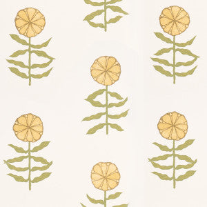 Pretty Petals Soft Yellow 5015452 by Schumacher Designer Wallpaper
