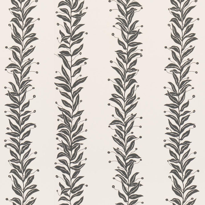 Tendril Stripe Black & Cream 5015490 by Schumacher Designer Wallpaper Marian Mcevoy 27.0" - Swanky Fabrics -