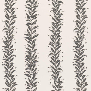 Tendril Stripe Black & Cream 5015490 by Schumacher Designer Wallpaper