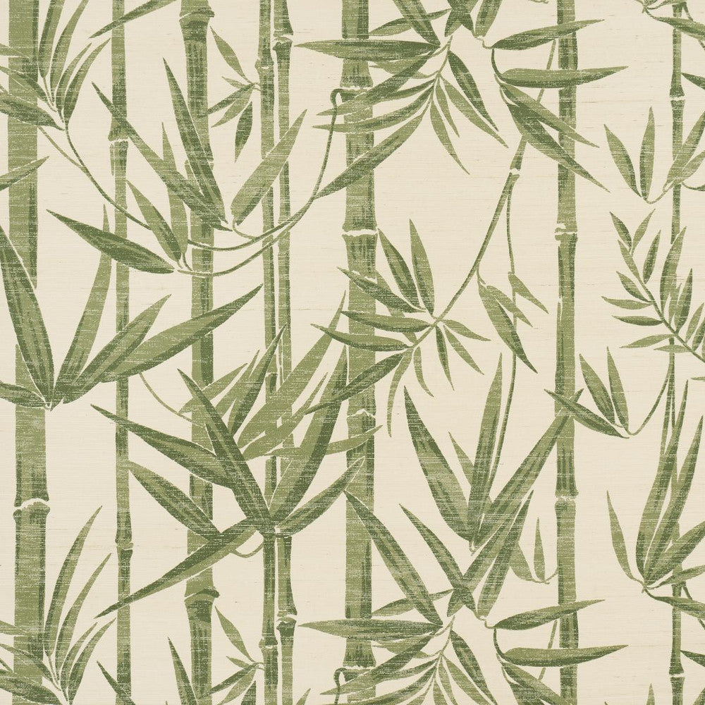 Les Bambous Sisal Green 5008313 by Schumacher Designer Wallpaper Jacaranda 33.5" - Swanky Fabrics -