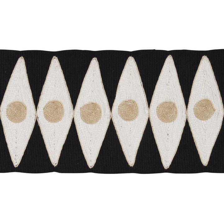 Backgammon Tape Black And Sand 181222 by Schumacher Designer Trim Mary Mcdonald - Swanky Fabrics -