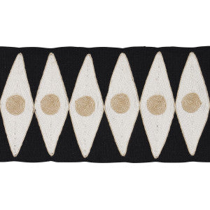 Backgammon Tape Black And Sand 181222 by Schumacher Designer Trim