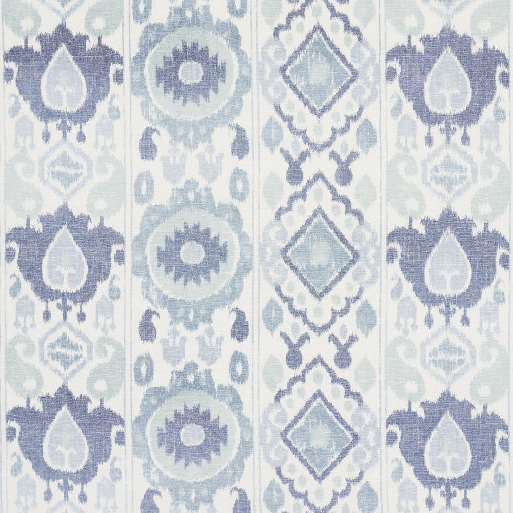Elizia Ikat Mineral And Indigo 179053 by Schumacher Designer Fabric Ikats 26.5" - Swanky Fabrics -