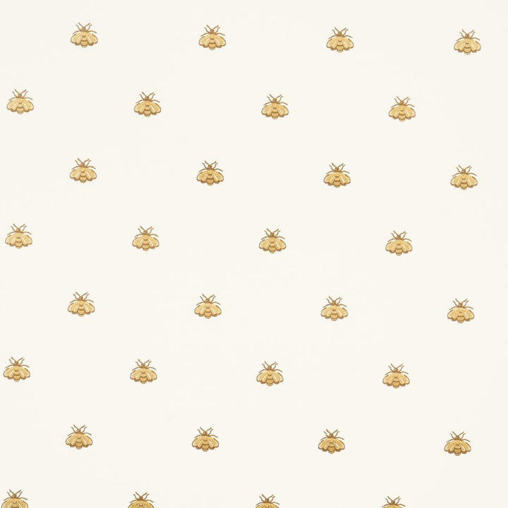 Hubert'S Bees White & Gold 5015530 by Schumacher Designer Wallpaper Le Max 20.5" - Swanky Fabrics -