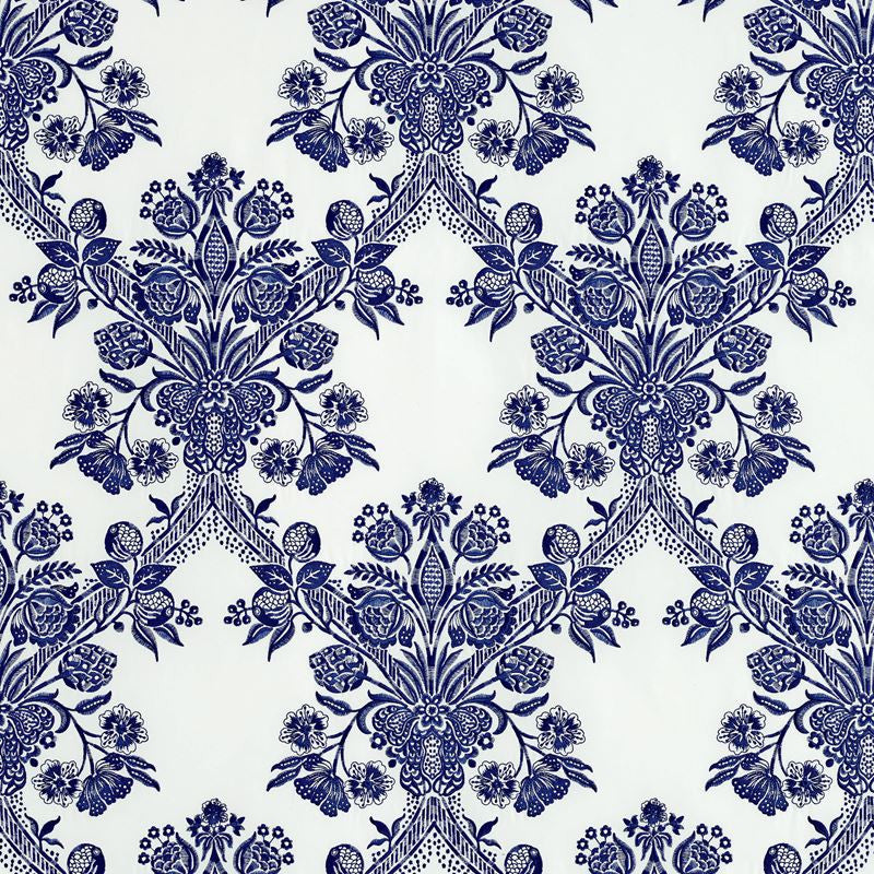 Carolina Ultramarine 69710 by Schumacher Designer Fabric Couture 100% Cotton - Horizontal: 8.5 and Vertical: 25 51 - Swanky Fabrics -