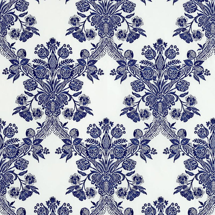 Carolina Ultramarine 69710 by Schumacher Designer Fabric Couture 100% Cotton - Horizontal: 8.5 and Vertical: 25 51 - Swanky Fabrics -