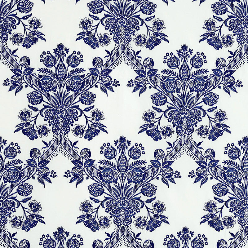 Carolina Ultramarine 69710 by Schumacher Designer Fabric COUTURE COLLECTION See Sample INDIA - </p><p>Repeat: Horizontal: 8 1/2" (22CM) and Vertical: 25" (64CM) 51" (130CM) - Swanky Fabrics -