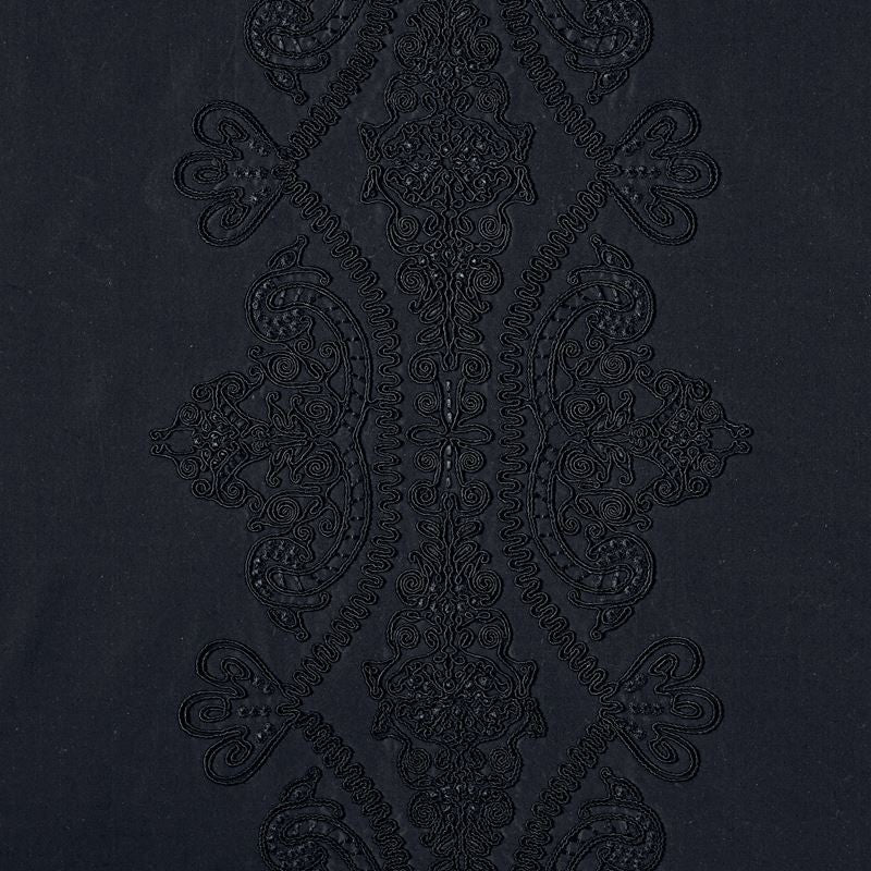 Castille Jet 69720 by Schumacher Designer Fabric Couture 40% Cotton, 36% Viscose, 24% Silk - Horizontal: 25.5 and Vertical: 15 54 - Swanky Fabrics -