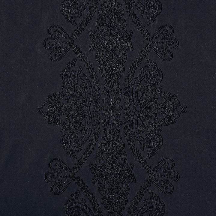 Castille Jet 69720 by Schumacher Designer Fabric Couture 40% Cotton, 36% Viscose, 24% Silk - Horizontal: 25.5 and Vertical: 15 54 - Swanky Fabrics -