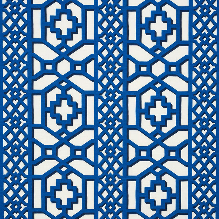Zanzibar Trellis Navy 175749 by Schumacher Designer Fabric Preppy Chic 13.5" - Swanky Fabrics -