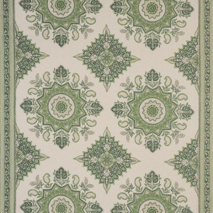 Montecito Medallion Leaf Green 176485 by Schumacher Designer Fabric Mark D. Sikes 54.0" - Swanky Fabrics -