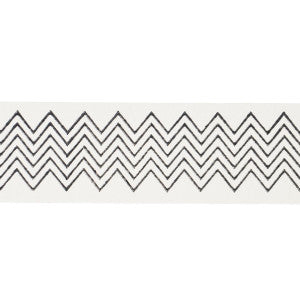 Leora Hand Blocked Tape Narrow Charcoal 181381 by Schumacher Designer Trim