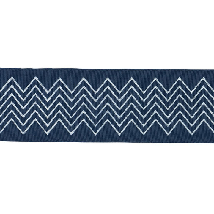 Leora Hand Blocked Tape Narrow Indigo 181382 by Schumacher Designer Trim Jacaranda 2.75" - Swanky Fabrics -