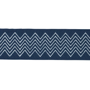 Leora Hand Blocked Tape Narrow Indigo 181382 by Schumacher Designer Trim