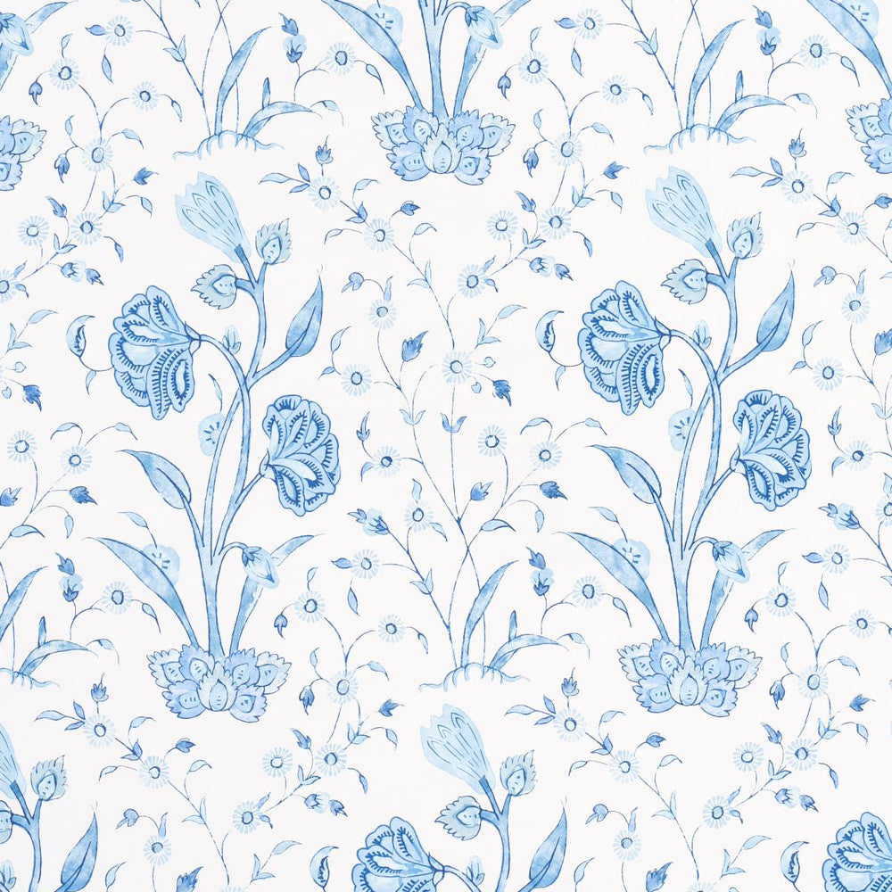 Khilana Floral Porcelain 5009955 by Schumacher Designer Wallpaper Jacaranda 13.5" - Swanky Fabrics -