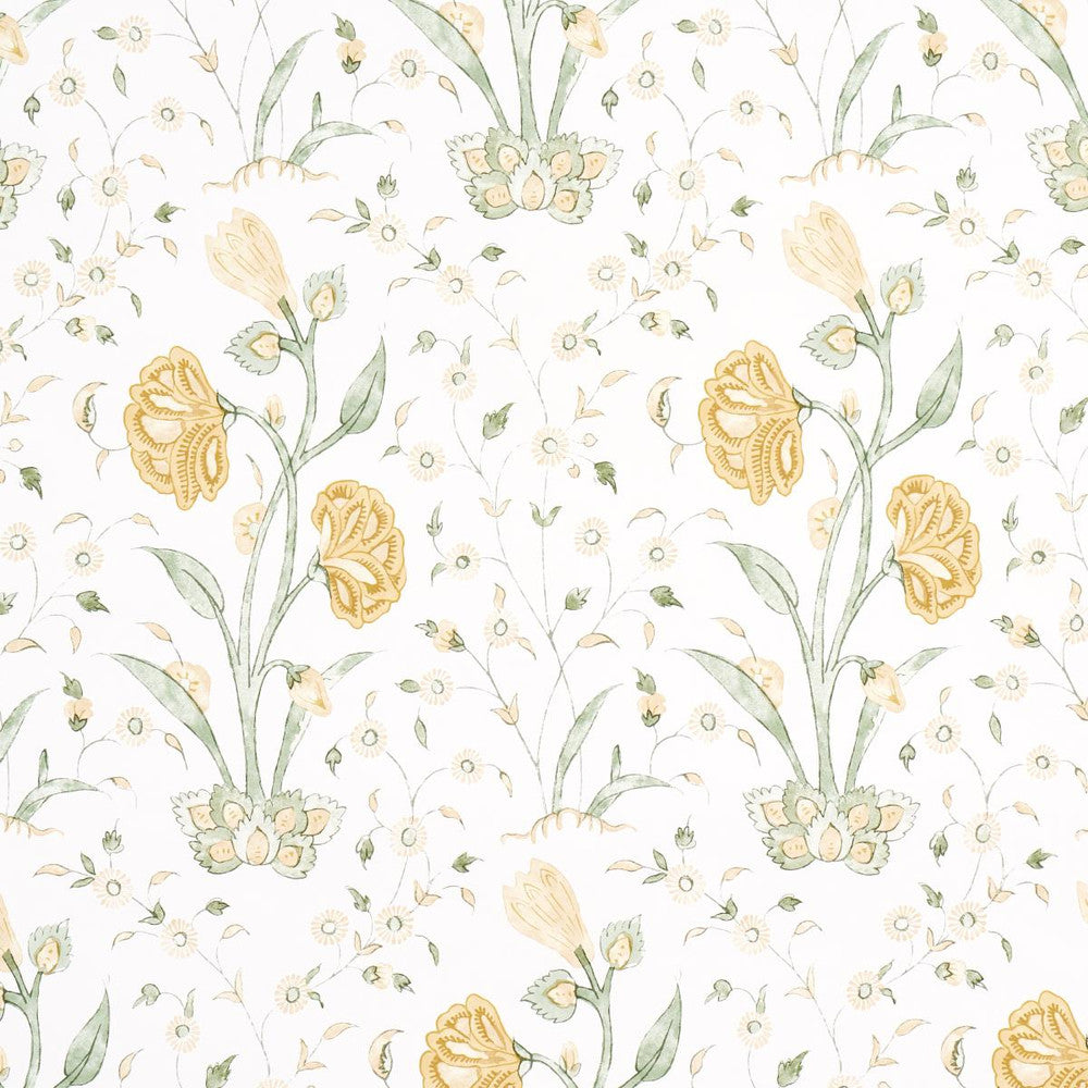 Khilana Floral Marigold 5009954 by Schumacher Designer Wallpaper Jacaranda 13.5" - Swanky Fabrics -