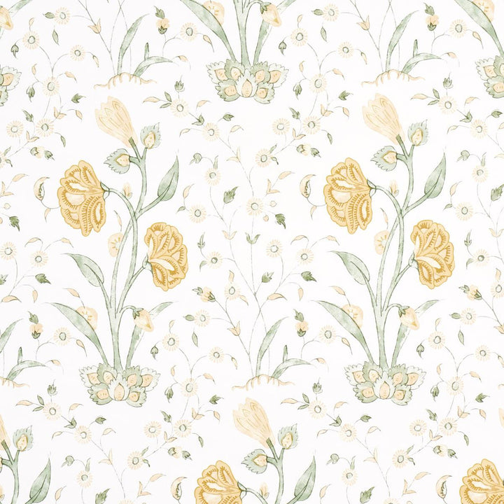 Khilana Floral Marigold 5009954 by Schumacher Designer Wallpaper Jacaranda 13.5" - Swanky Fabrics -