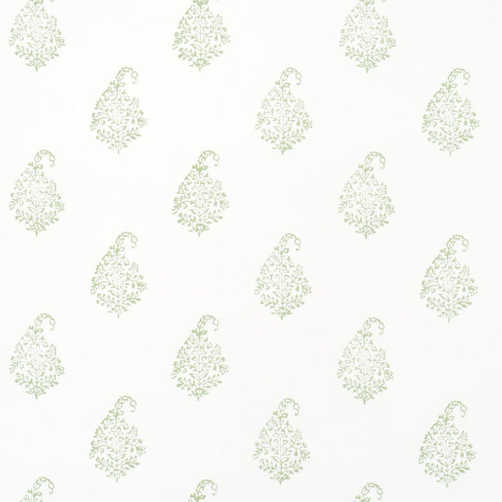 Kerala Paisley Ii Leaf 5015210 by Schumacher Designer Wallpaper Jacaranda 5.38" - Swanky Fabrics -