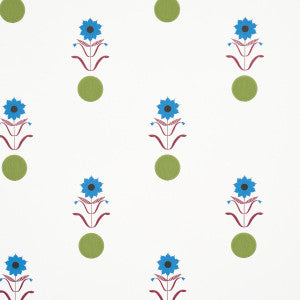 Forget Me Dots Blue & Plum 5015882 by Schumacher Designer Wallpaper