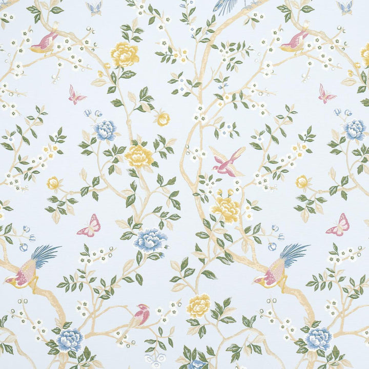 Georgia Vine Sky 83151 by Schumacher Designer Fabric Schumacher Classics 27.0" - Swanky Fabrics -