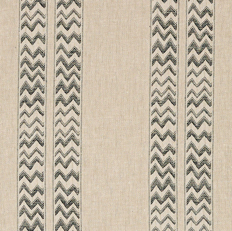 Kudu Stripe Black 69970 by Schumacher Designer Fabric Tribal Chic See Sample ITALY - </p><p>Repeat: Horizontal: 28" (71CM) and Vertical: 9 7/8" (25CM) 56" (142CM) - Swanky Fabrics -