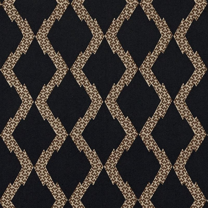 Topi Black 69992 by Schumacher Designer Fabric Tribal-Chic 40% Linen, 32% Cotton, 28% Polyester - Horizontal: 6.5 and Vertical: 6 52 - Swanky Fabrics -