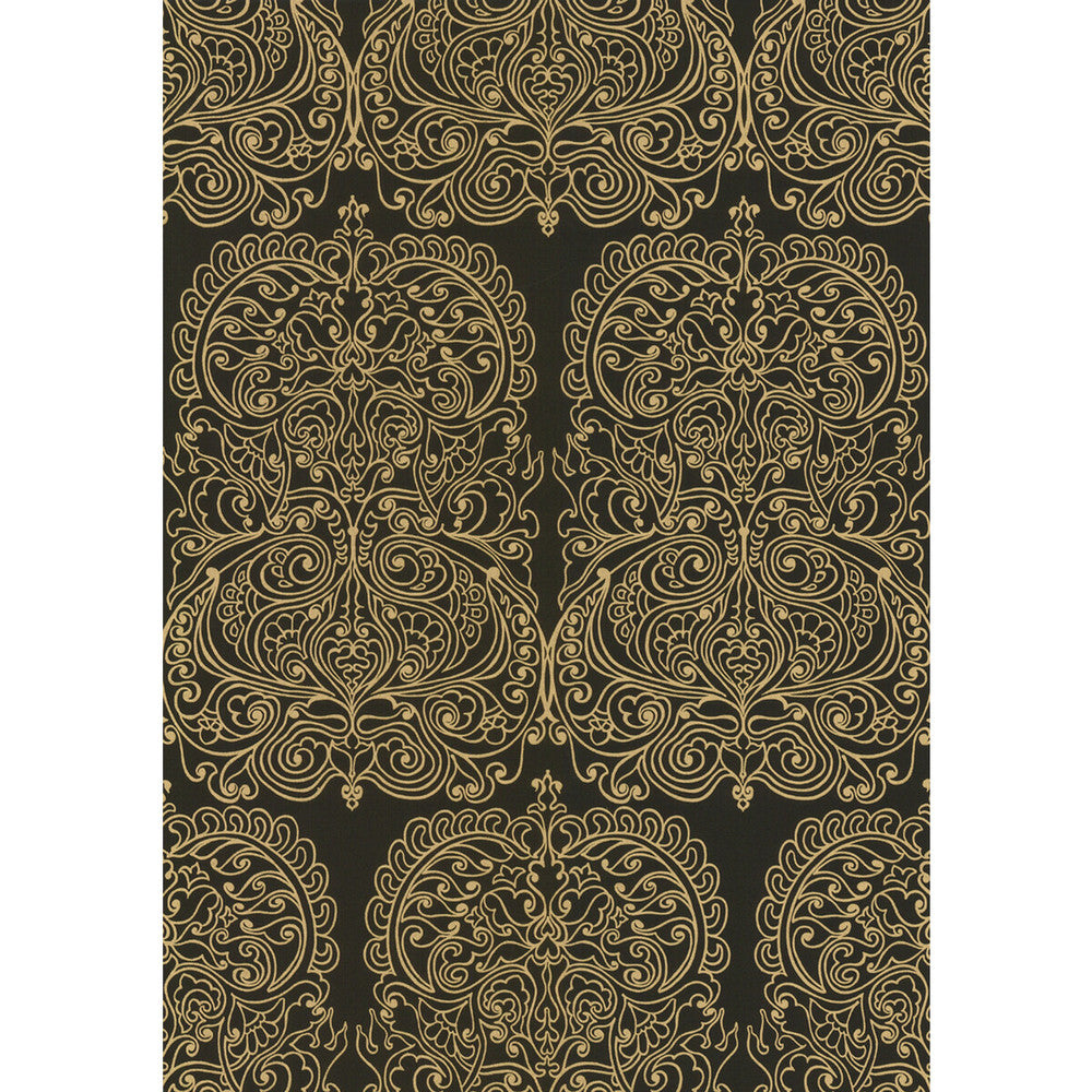 Alpana Gold/Onyx by Cole & Son Designer Wallcovering COLE & SON NEW CONTEMPORARY II PAPER - 100% United Kingdom - Horizontal: 0 and Vertical: 30 20.5 - Swanky Fabrics -