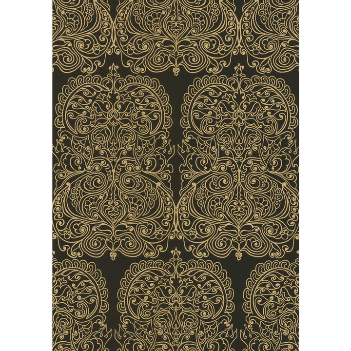 Alpana Gold/Onyx by Cole & Son Designer Wallcovering COLE & SON NEW CONTEMPORARY II PAPER - 100% United Kingdom - Horizontal: 0 and Vertical: 30 20.5 - Swanky Fabrics -