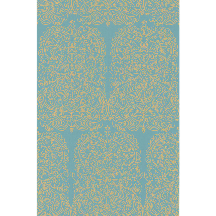 Alpana Gold/Aqua by Cole & Son Designer Wallcovering COLE & SON NEW CONTEMPORARY II PAPER - 100% United Kingdom Horizontal: and Vertical: 30 20.5 - Swanky Fabrics -