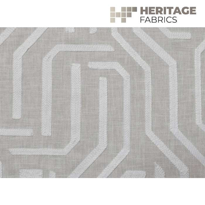 Maize White Linen by Heritage Designer Fabric - 52% Polyester 48% Cotton India 12,000 Horizontal: 9" and Vertical: 9.25" 54" - Swanky Fabrics -